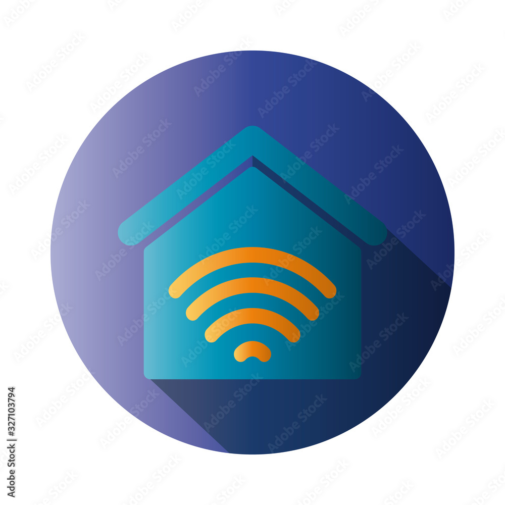 Isolated wifi inside house block gradient style icon vector design Isolated wifi inside house block gradient style icon vector design