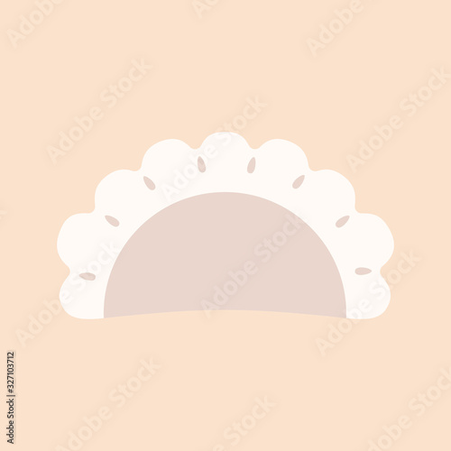 Flat vector icon of pierogi, vareniki, pelmeni, ravioli. Filled dumplings dough. Traditional food of European cuisine. Cooking theme