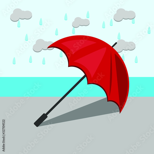 illustration of umbrella in rain