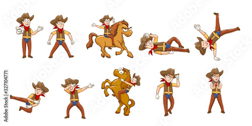 cowboy vector set collection graphic clipart design