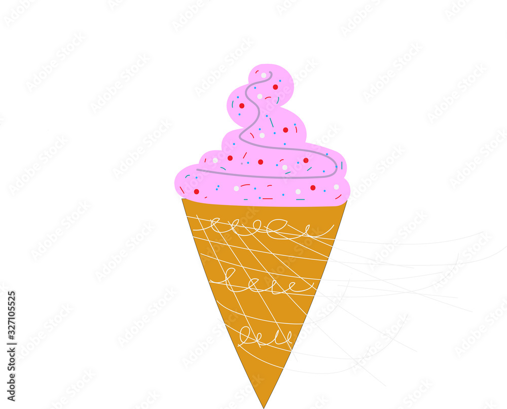 illustration of pink ice cream. flat food illustration illustration of pink ice cream. flat food illustration