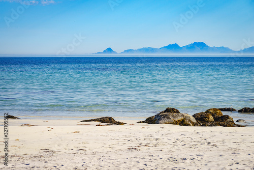 Seascape in Gimsoysand, Lofoten islands, Norway photo