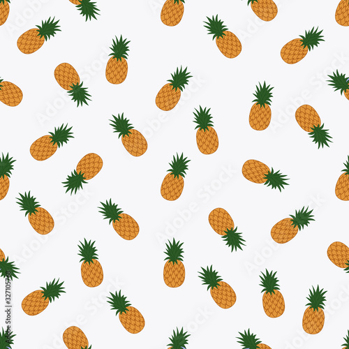 Seamless pattern with pineapples on a white background. Vector illustration.