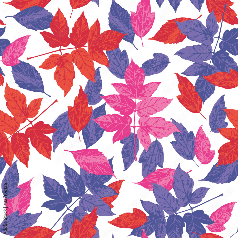 Vector seamless floral pattern. Background with autumn leaves.