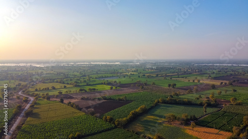 Ariel top view of agriculture field 