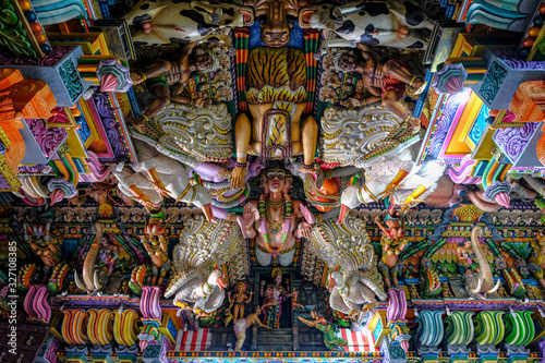 Trincomalee, Sri Lanka - February 2020: Interior of the Kali Kovil Hindu temple on February 16, 2020 in Trincomalee, Sri Lanka.