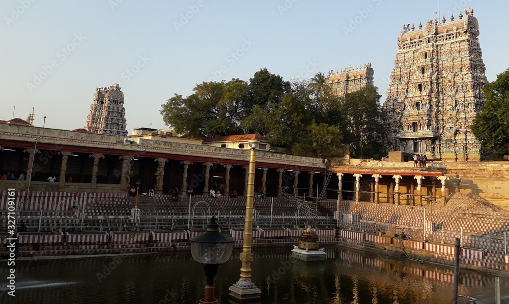 different photos of famous Minakshi temple at Madurai India