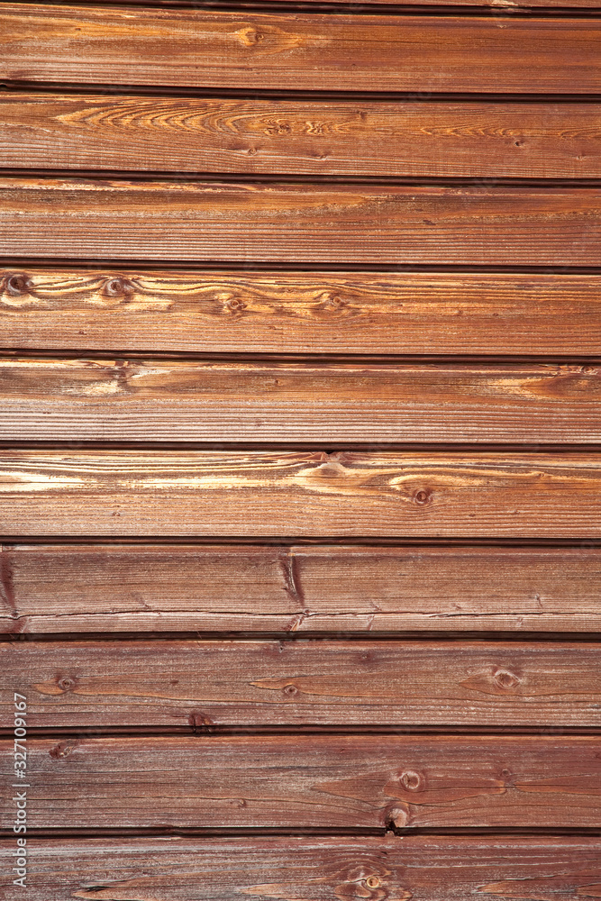 Obraz premium Close up shot of brown wooden wall with texture for Backgrounds, Wallpaper, Pattern.