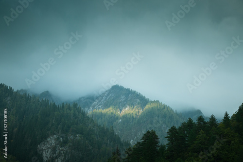 Travel in China. Early morning at jiuzhaigou scenic spot, sichuan province, China.