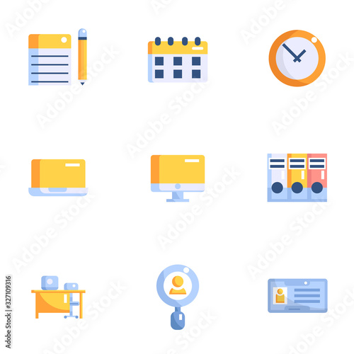 office supplies icons set