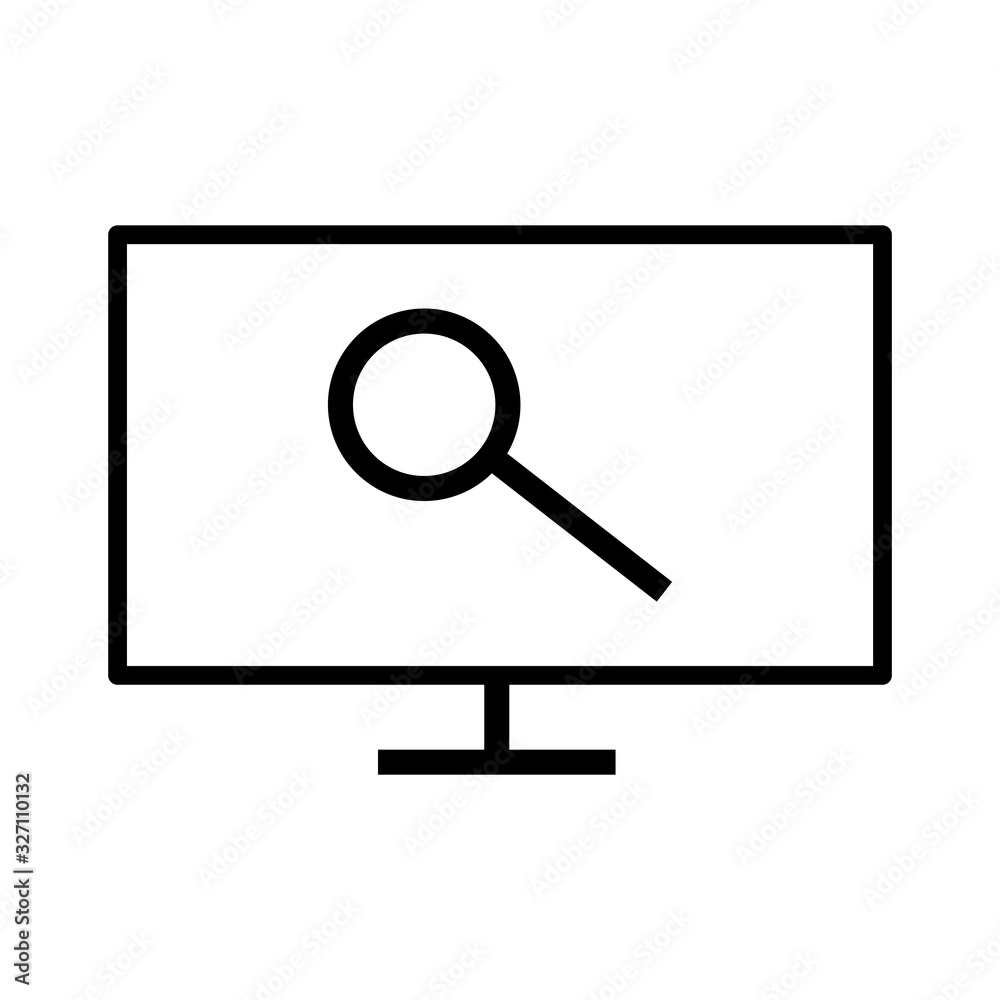 screen and magnifying glass icon vector screen and magnifying glass icon vector