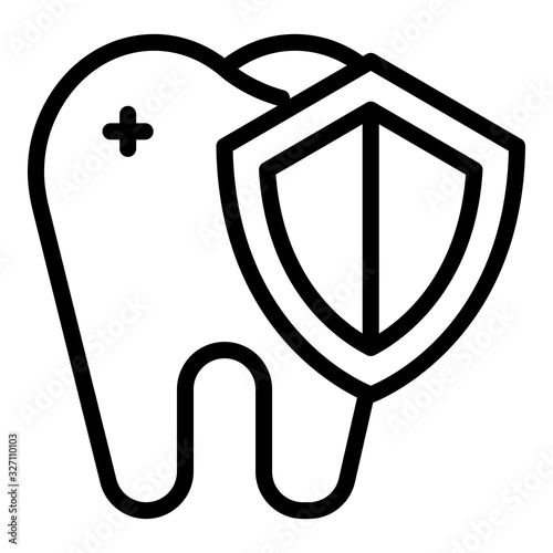 Protected tooth icon. Outline protected tooth vector icon for web design isolated on white background