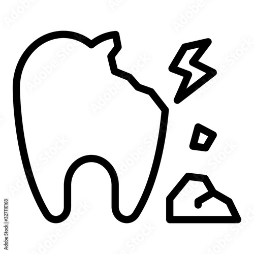 Spoiled tooth icon. Outline spoiled tooth vector icon for web design isolated on white background