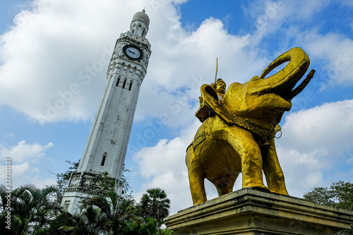 Jaffna, Sri Lanka - February 2020: Jaffna Clock Tower, built in 1875 to honor the visit of the Prince of Wales on February 21, 2020 in Jaffna, Sri Lanka.