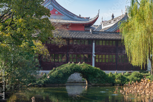 Photography traditional architecture of china with bridge at shanghai china