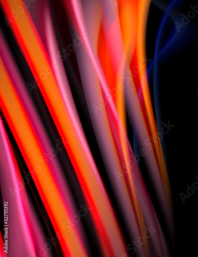 Silk smooth lines on black  liquid fluid color waves. Vector Illustration