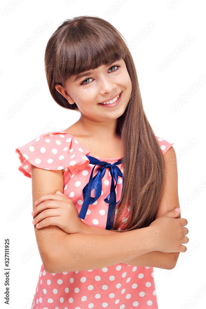 Beautiful smiling girl isolated over white Beautiful smiling girl isolated over white