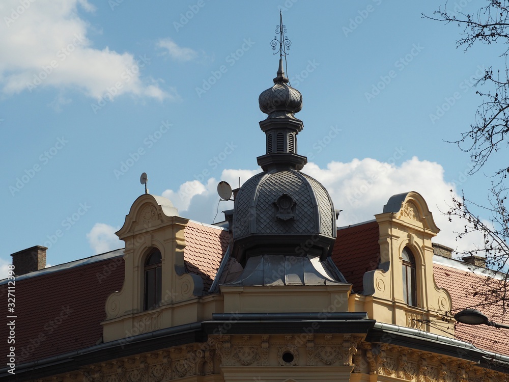 corner and turret of old land registry in Novi Sad