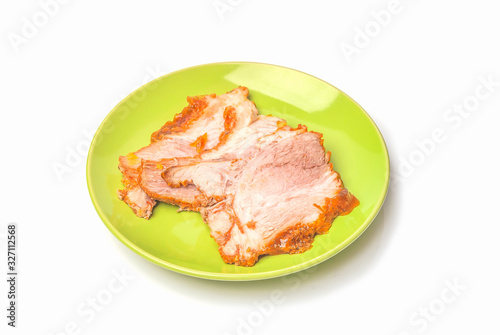 sliced boiled meat on a salad plate