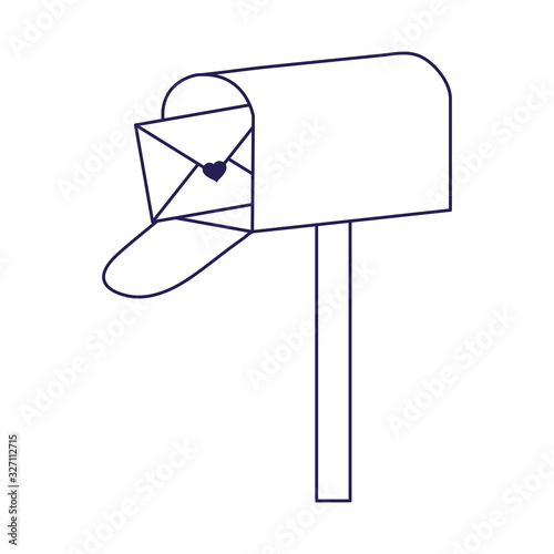 happy valentines day, mailbox mail envelope messsage letter cartoon line style