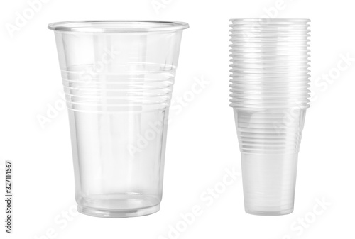 Close-up of disposable plastic cups
