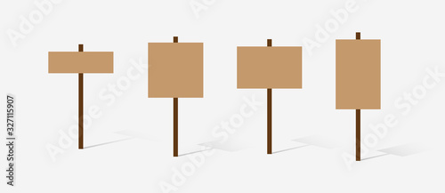 Set of wooden signs. Vector illustration