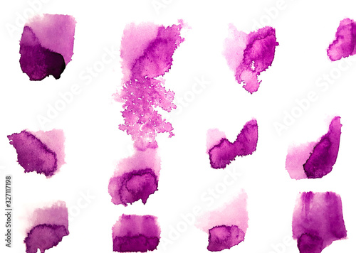 pink watercolor abstract spots on a white background
