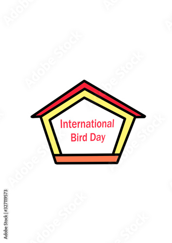 drawn bird feeder, illustration of helping birds, protect nature, nature conservation concept, International Bird Day photo