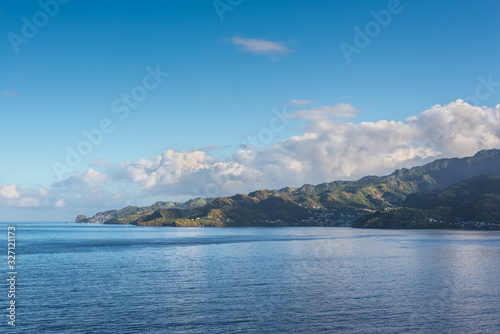 Landscape of the tropical caribbean island of Saint-Vincent, Saint-Vincent and the Grenadines