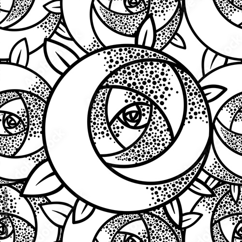 Geometric rose flower. Seamless Pattern. Art deco style inspired. Vector illu...