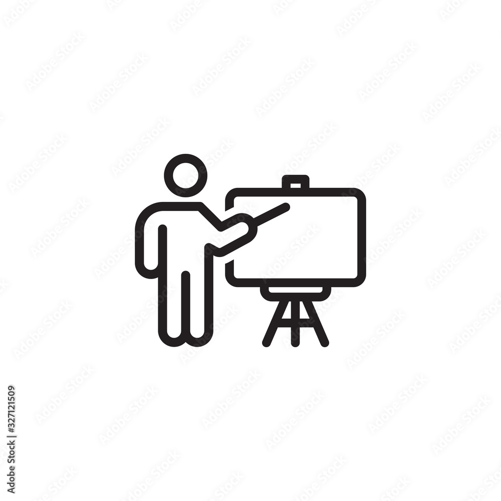 Presentation icon. Training symbol. Man at the blackboard. Trendy Flat style EPS10. Vector illustration Presentation icon. Training symbol. Man at the blackboard. Trendy Flat style EPS10. Vector illustration