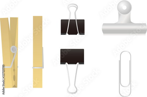 Four kinds of clips on the white background. Vector illustration. photo