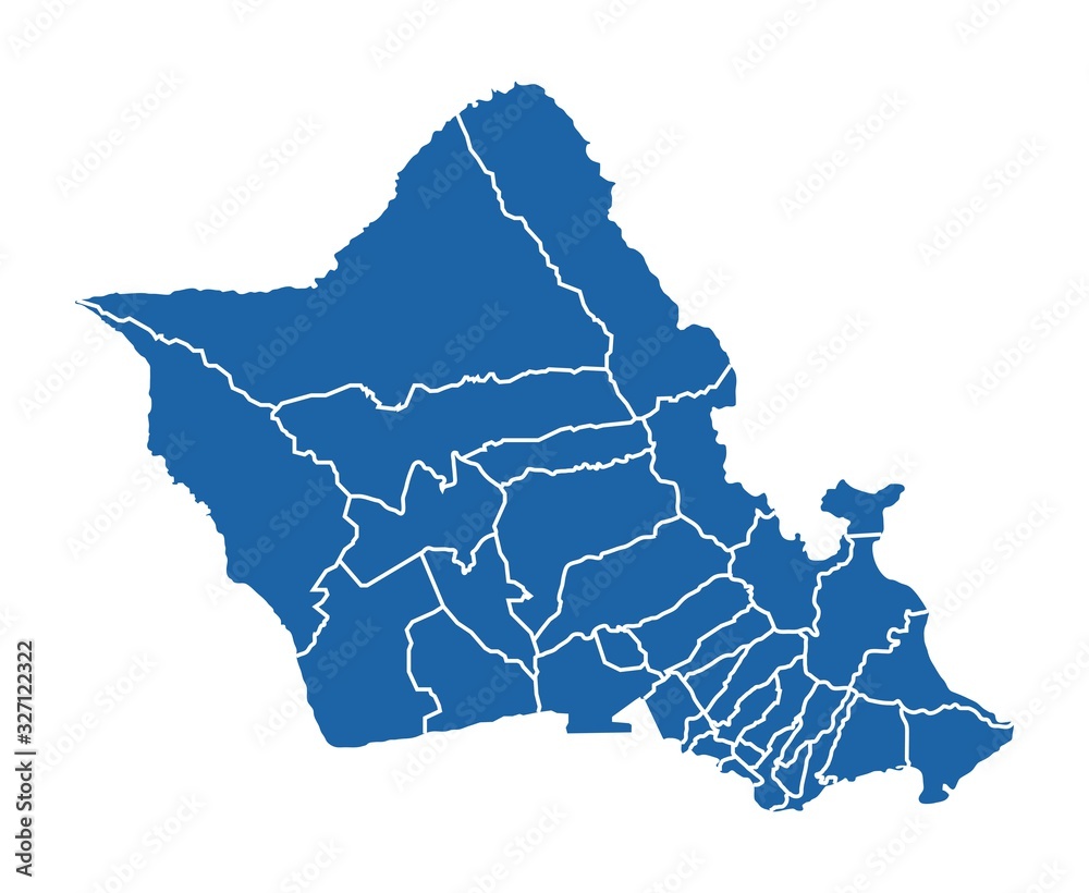 Outline blue map of Honolulu