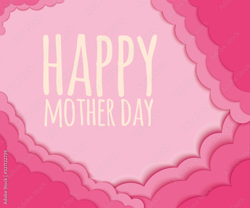 Happy mother day cutting paper shape 3D abstract banner, poster, gift card, flyer concept vector illustration.