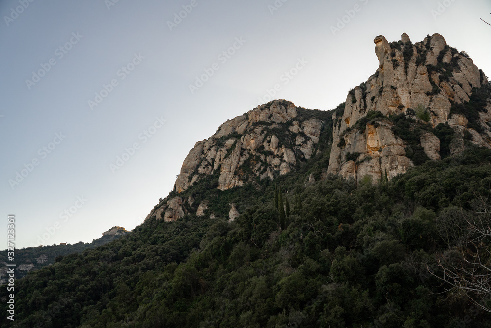 Landscape of Montserrat mountains in Catalonia, Spain. 