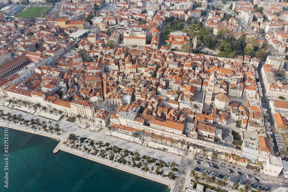 Aerial view of the Old Town of  Split Croatia