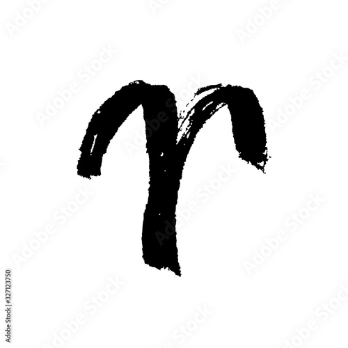 Aries zodiac sign. Hand drawn vector illustration. Hand painted design ink illustration. Aries horoscope sign, symbol, icon. 