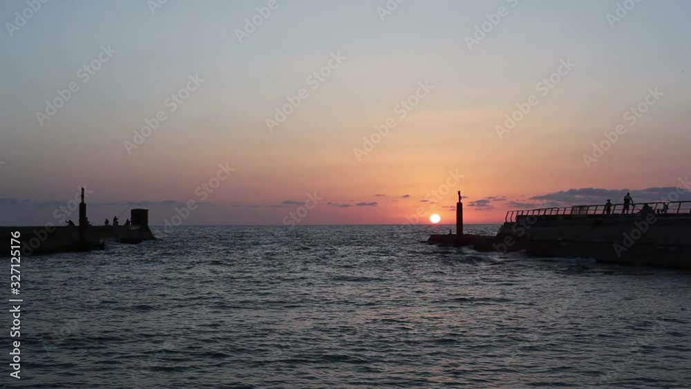 Sunset on the Mediterranean Sea in Tel-Aviv port Sunset on the Mediterranean Sea in Tel-Aviv port