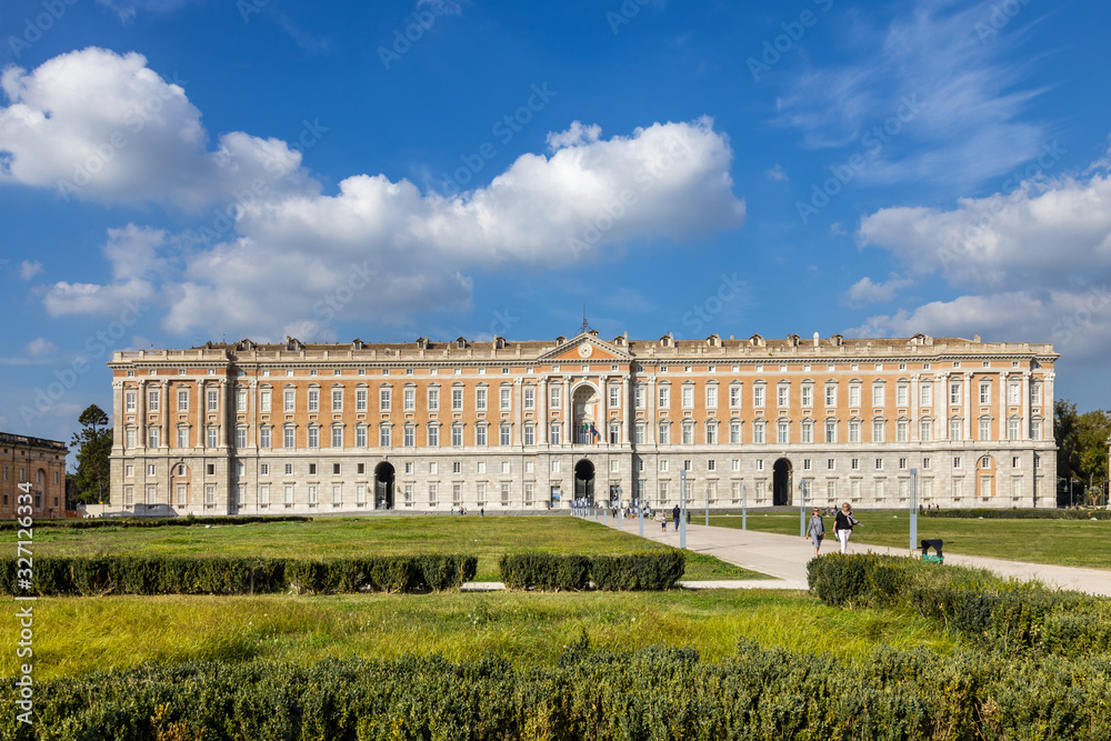 The Royal Palace and gardens of Caserta, built in 18th century, former baroque residence of Bourbon kings in Campania. The palace was designated a UNESCO World Heritage Site.