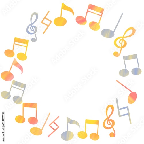 Abstract musical frame and with colorful notes on white background1