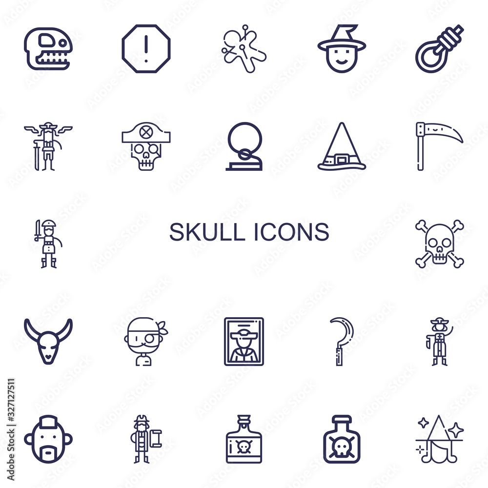Editable 22 skull icons for web and mobile