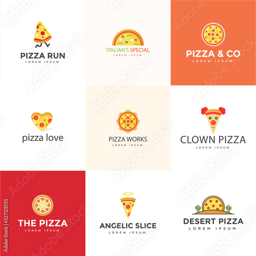  Pack Of Italian Pizza Logos Vector 