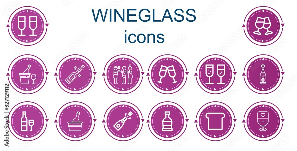 Editable 14 wineglass icons for web and mobile
