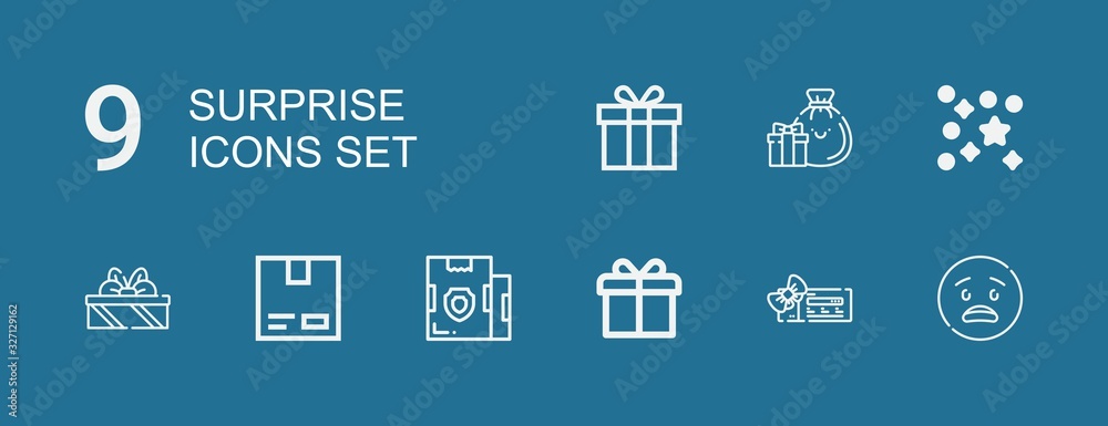 Editable 9 surprise icons for web and mobile Editable 9 surprise icons for web and mobile