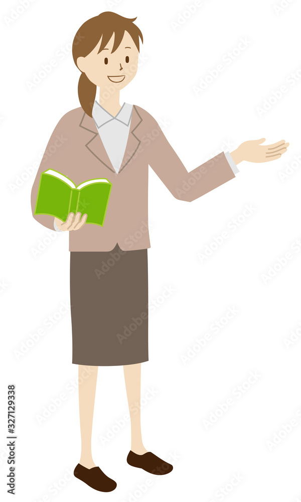 Illustration of a teacher (female) standing (explanation pose) Illustration of a teacher (female) standing (explanation pose)