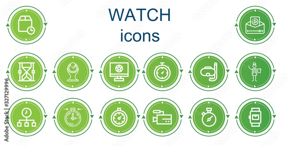 Editable 14 watch icons for web and mobile Editable 14 watch icons for web and mobile
