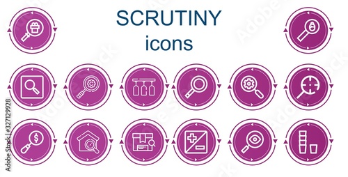 Editable 14 scrutiny icons for web and mobile