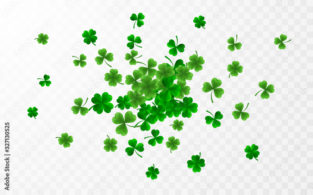 Saint Patrick's Day Border with Green Four and Tree 3D Leaf Clovers. Irish Lucky and success symbols. Vector illustration Saint Patrick's Day Border with Green Four and Tree 3D Leaf Clovers. Irish Lucky and success symbols. Vector illustration