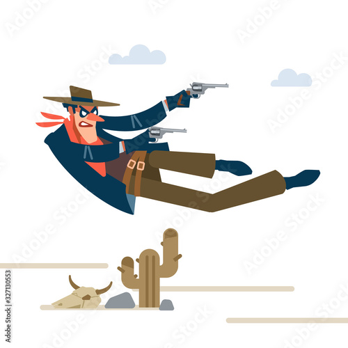 Cowboy. Gunfighter isolated on white background. Vector flat cartoon illustration
