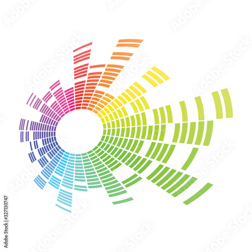 Radial sound wave. Music equalizer. Dynamic volume. Vector illustration